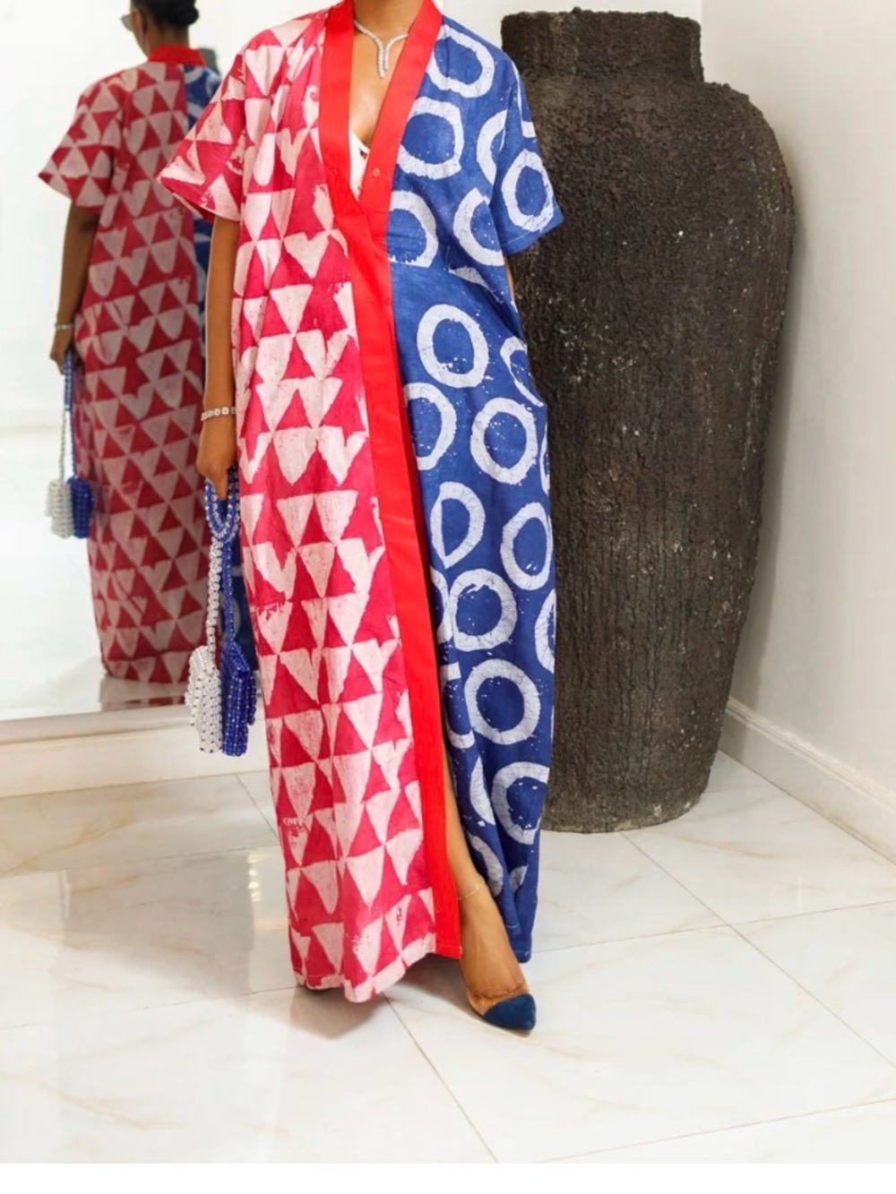 NWT ACE KOUTURE Multicolored African Print Geometric Kimono One Size